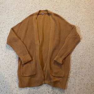 Oversized Mustard Knit Cardigan